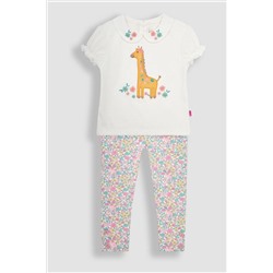 JoJo Maman Bébé 2-Piece Giraffe Applique T-Shirt & Leggings Set