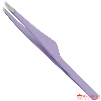 Пинцет для бровей Solinberg G809, "lavender", наклонное окончание с четкими гранями.