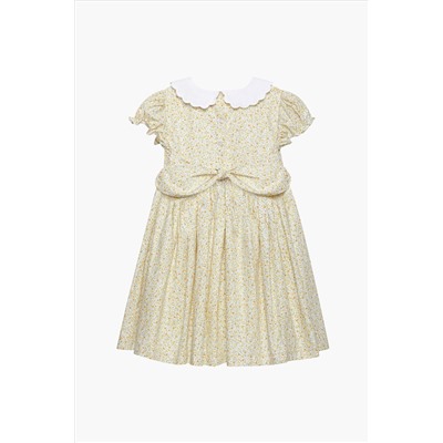 Trotters London Yellow Floral Petal Collar Cotton Duck Dress