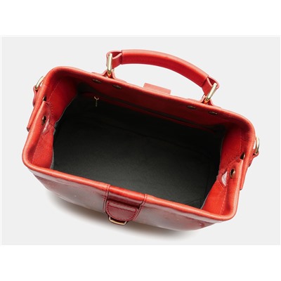 Красная кожаная сумка с росписью из натуральной кожи «W0023 Red Солнце и луна»