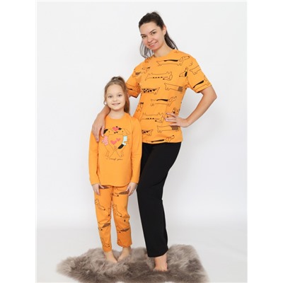 CSKG 50170-30 Пижама для девочки (джемпер, брюки),охра