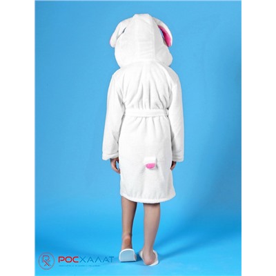 Детский халат из велсофта "Зайка" белый ВЗ-08 (11)
