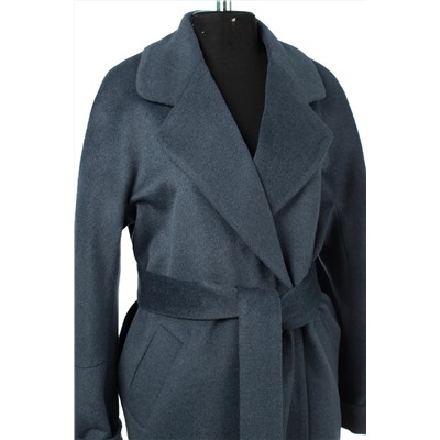 01-10886 Пальто женское демисезонное (пояс) Ворса серо-синий