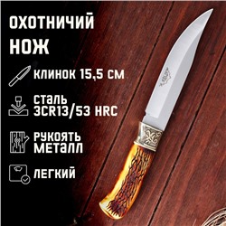 Нож охотничий "Бьёрг" 27,5см, клинок 157мм/3,6мм, с рисунком