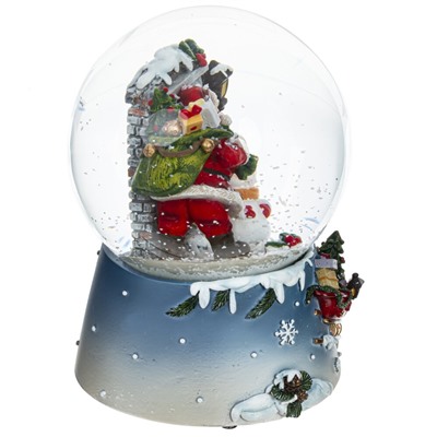 Фигурка декоративная в стекл. шаре "Санта" (музыка), D 10 см, L10 W10 H15 см