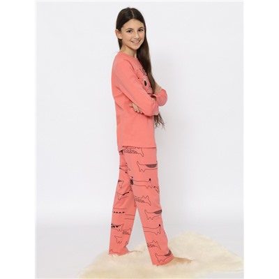 CSJG 50175-28 Пижама для девочки (джемпер, брюки),коралловый