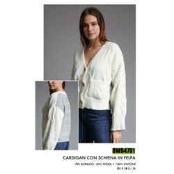 8WB4701 CARDIGAN CON SCHIENA IN FELPA