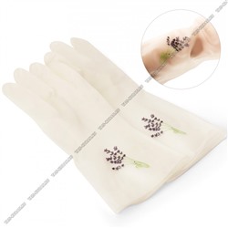 Перчатки хозяйственные пвх без латекса, c принтом Flax "Лаванда", бежевые, размер L, 1 пара, упаковка пакет (12)