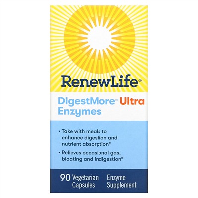 Renew Life, DigestMore Ultra Enzymes, 90 вегетарианских капсул