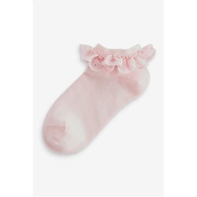 Pink Cotton Rich Ruffle Frill Trainer Socks 4 Pack