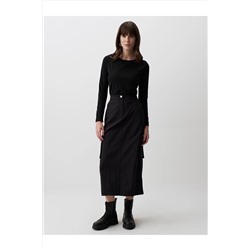 Черная юбка-миди карго с высокой талией