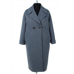 01-10990 Пальто женское демисезонное Микроворса Сине-голубой