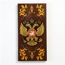 Нарды деревянные большие, настольная игра "Герб России", 50 х 50 см, с шашками