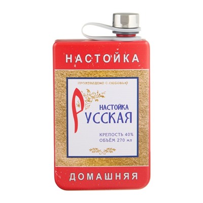 Фляжка для алкоголя «Русская настойка», нержавеющая сталь, подарочная, 270 мл, 9 oz