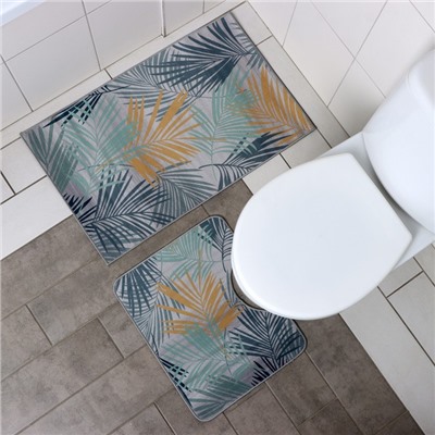 Набор ковриков для ванной и туалета Доляна «Тропики», 2 шт, 50×80, 40×50 см