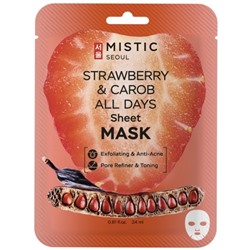 MISTIC STRAWBERRY AND CAROB ALL DAYS Sheet MASK Тканевая маска для лица с экстрактами клубники и кэроба 24мл