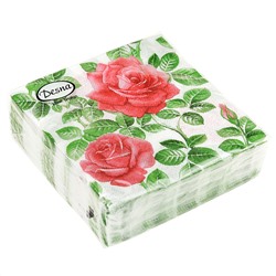 Салфетки бумажные "Desna Design" 24х24см, 1 слойные, 40 штук в упаковке, 100% целлюлоза, "Английская роза NEW" (Россия)
