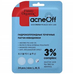 AcneOff Патчи-невидимки Гидроколлоидные точечные с салиц.кислотой и ментолом