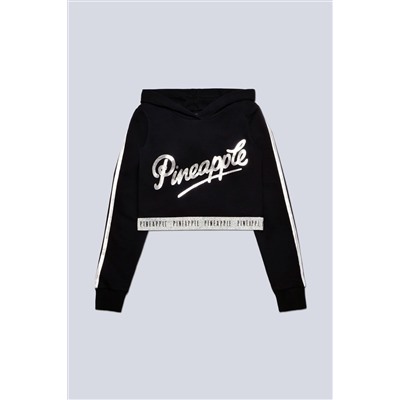 Pineapple Girls Tape Crop Black Hoodie