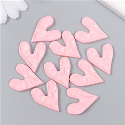 Декор для творчества пластик "Сердце мятое" розовый матовый 0,3х2,3х2,9 см