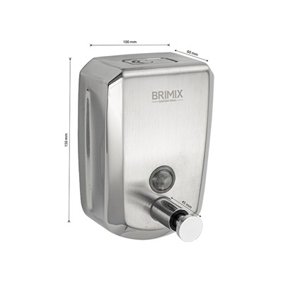 BRIMIX - Дозатор жидкого мыла настенный, металлический, с глазком, из нержавеющей стали марки 201, на 500 мл  ( 643)