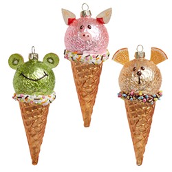 Мороженое в рожке "Веселые зверушки", ЦЕНА за 1 шт  (стекло) 7,5х5,7х15 см