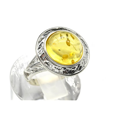 Кольцо с янтарем С925 круг 18мм лимонный размер 19, 5,17гр