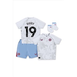 Fanatics Aston Villa Away Baby White/Blue Kit 2023-24 - Diaby 19 Baby