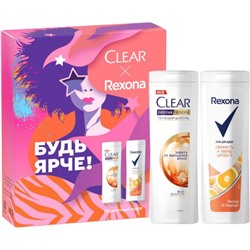 Подарочный набор для женщин Clear + Rexona (шампунь и гель для душа 200 мл)