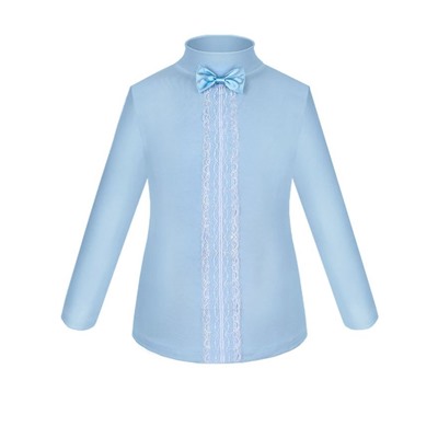 Школьная форма для девочки с голубой водолазкой (блузкой) и синей юбкой с бантом