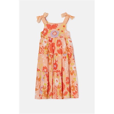 Angel & Rocket Julieta Orange Ribbon Strap Print Dress