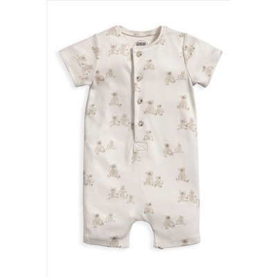 Mamas & Papas Cream Bear Print Shortie Romper