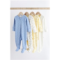 Blue Baby Two Way Zip Sleespuits 4 Pack (0mths-2yrs)