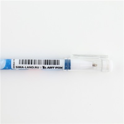 Ручка шариковая синяя паста 0.5 мм с колпачком «Луна» пластик