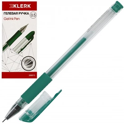 Ручка гелевая, игольчатая, пишущий узел 0,5 мм, цвет чернил зеленый KLERK 200015