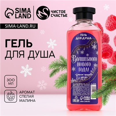 Гель для душа «Волшебного Нового Года», 300 мл, аромат малины, ЧИСТОЕ СЧАСТЬЕ