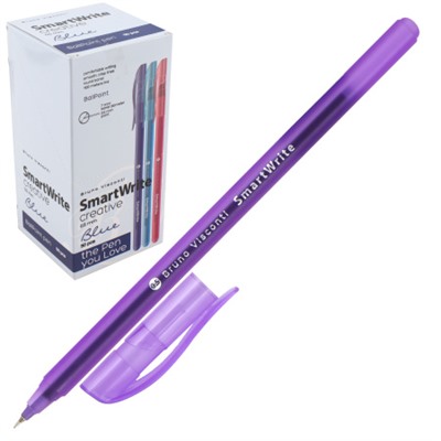 Ручка пишущий узел 0,5 мм, одноразовая, цвет чернил синий, ассорти 3 вида Creative SmartWrite BrunoVisconti 20-0328/05