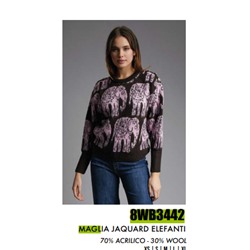 8WB3442 MAGLIA JACQUARD ELEFANTI