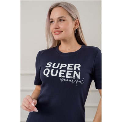 Пижама женская из бридж и футболки из интерлока Королева темно-синий