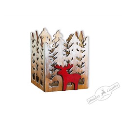 Короб декоративный "Красный олень" белый (дерево) 12,5х11х13,5 см