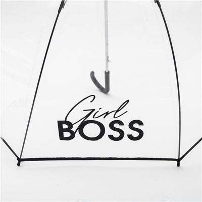 Зонт женский купол Girl boss, 8 спиц, d = 88 см, прозрачный