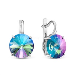 Серьги из серебра c кристаллами Swarovski мистик розовый родированные 925 пробы 0042с-001VL