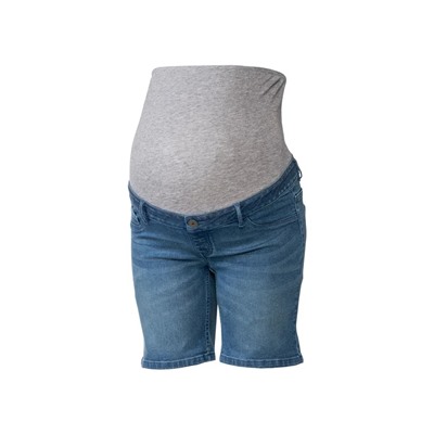 esmara® Damen Umstands-Jeansshorts, niedrige Leibhöhe mit elastischem Besatz