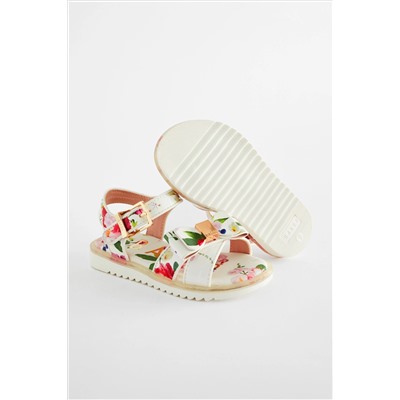 Baker by Ted Baker Girls Floral Patent White Sandals with Bow