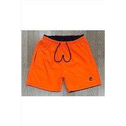 Мужские шорты для бассейна и моря с фосфорной оранжево-черной отделкой и вышивкой