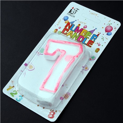 Свеча на торт цифра 7 розовый