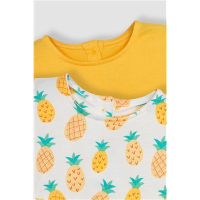 JoJo Maman Bébé 2-Pack Pineapple & Frill Shoulder T-Shirts