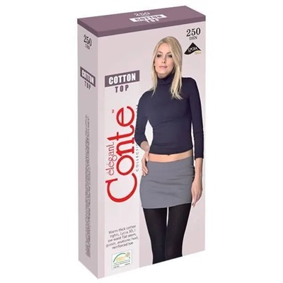 CONTE COTTON TOP 250 Теплые хлопковые женские колготки с заниженной талией