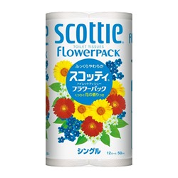Scottie Туалетная бумага Crecia "Scottie Flower PACK", однослойная 12 рулонов (50 м) / 8