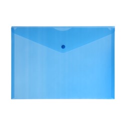Папка-конверт на кнопке А4, 120 мкм, Calligrata, прозрачная, синяя